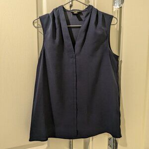Lord & Taylor Sleeveless V-Neck Blouse, Size XS, Navy